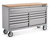MAXIMUM Butcher Block Top Rolling Tool Storage Cabinet with 10 Drawers, Stainless Steel, 56-in image 2