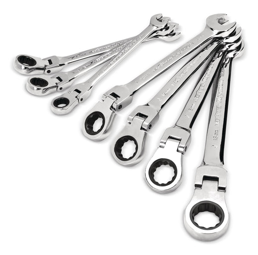 MAXIMUM Flexhead Ratcheting Wrench Set, Alloy Steel, Metric, 7-pc