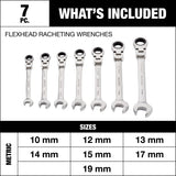 MAXIMUM Flexhead Ratcheting Wrench Set, Alloy Steel, Metric, 7-pc image 5