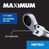 MAXIMUM Flexhead Ratcheting Wrench Set, Alloy Steel, Metric, 7-pc image 6