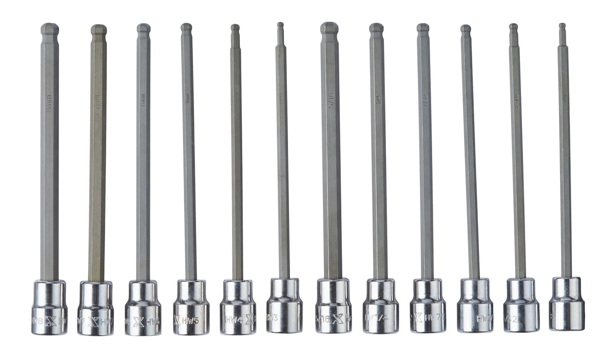 MAXIMUM Long-Arm Ball End Bit Socket Set, 3/8-in, 12-pc