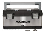 MAXIMUM Portable Plastic & Metal Tool Box with Removable Tray & Organizer, Black, 20-in image 3