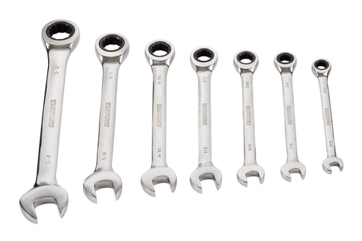 MAXIMUM Ratcheting Wrench Set, SAE, Nickel-Chrome Plating, 7-pc