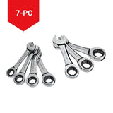 MAXIMUM Stubby Ratcheting Wrench Set, Metric, Nickel-Chrome Plating, 7-pc image 8
