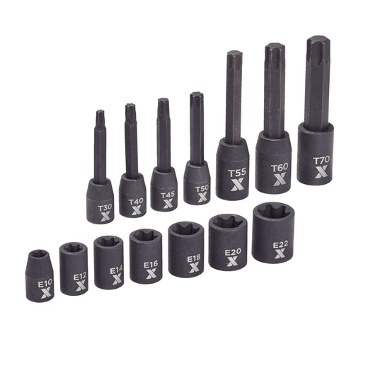 MAXIMUM Torx & E-Torx Impact Bit Socket Set, 14-pc, SAE/Metric