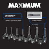 MAXIMUM Torx & E-Torx Impact Bit Socket Set, 14-pc, SAE/Metric image 2