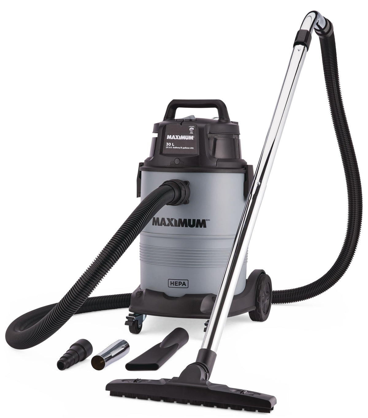 MAXIMUM VK811PH HEPA Certified Wet/Dry Shop Vacuum with Hose and Accessories, 30-L