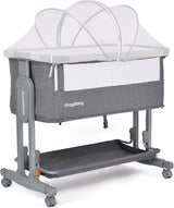 Maydolly Baby Bassinet Bedside Crib, 3-in-1 Baby Bassinet Bedside Bed with Mattress and Soft, Breathable Sheet, 7-Height Adjustable, Stable...