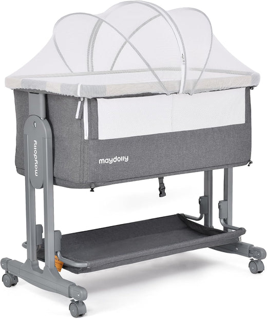 Maydolly Baby Bassinet Bedside Crib, 3-in-1 Baby Bassinet Bedside Bed with Mattress and Soft, Breathable Sheet, 7-Height Adjustable, Stable...