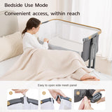 Maydolly Baby Bassinet Bedside Crib, 3-in-1 Baby Bassinet Bedside Bed with Mattress and Soft, Breathable Sheet, 7-Height Adjustable, Stable... image 2