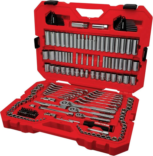Mechanics Tool Set, 1/4 and 3/8 Inch Drive, 189 Piece for Home Projects