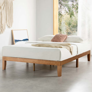 Mellow 12 Inch Solid Wood Platform Bed with Wooden Slats for Home Organization