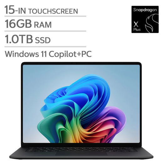 Microsoft Surface 15.0-in. Copilot+ Pc Touchscreen Laptop, Qualcomm Snapdragon X2 Plus - 16GB Ram, 1 Tb Ssd - Black