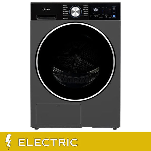 Midea 4.4 Cu. Ft. Graphite Steel Electric Ventless Dryer with Heat Pump and Stacking Kit for Home Use