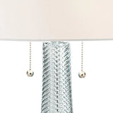 Modern Desk Lamp, 28.5 Inches High, 2 Sets. Features A Sky-blue Textured Glass Lampshade and A White Cylindrical Lampshade with A Vortex... image 3