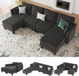 Modular Sectional Sofa, Convertible U Shaped Sofa Couch with High Density Memory Foam, 6 Seat Comfy Modular Sofa Couch for Living Room,...