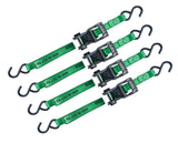 MotoMaster 1,500-lb Carbon Ratchet Tie Downs, Weatherproof, 1-in x 14-ft, 4-pk, Green image 2
