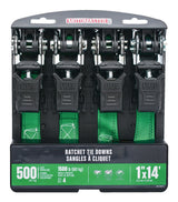MotoMaster 1,500-lb Padded Ratchet Tie Down Straps, 1-in x 14-ft, 4-pk image 5