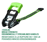 MotoMaster 1,500-lb Reflective Ratchet Tie Down Strap, with Padded D-Handle, 1-in x 12-ft, 4-pk, Green image 5