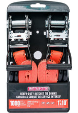 MotoMaster 3,000-lb Heavy Duty Ratchet Tie Down Strap, Non-Padded, 1-in x 10-ft, 2-pk image 5