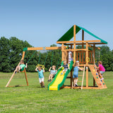 Mount Mckinley Cedar Wood Swing Set with Wave Slide, Play Deck, Double Rock Wall, Rope Ladder, Web Swing, Belt Swings, Toy Telescope,... image 2