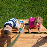 Mount Mckinley Cedar Wood Swing Set with Wave Slide, Play Deck, Double Rock Wall, Rope Ladder, Web Swing, Belt Swings, Toy Telescope,... image 4