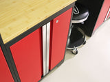 NewAge Bold 3.0 Series All-in-One Lockable Steel Garage Cabinetry Set with Bamboo Top, Black/Red, 48-in x 18-in x 76.75-in, 5-pc image 4