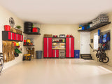 NewAge Bold 3.0 Series All-in-One Lockable Steel Garage Cabinetry Set with Stainless Steel Top, Black/Red, 48-in x 18-in x 76.75-in, 5-pc image 5