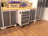 NewAge Bold 3.0 Series Lockable 4-Drawer Rolling Tool Cabinet, Fully-Welded, 600-lb Capacity, White/Platinum, 21-in image 4