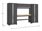 NewAge Bold 3.0 Series Lockable Steel Garage Cabinetry Set with Bamboo Top, Grey, 120-in x 18-in x 72-in, 5-pc image 2