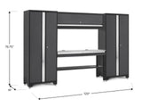 NewAge Bold 3.0 Series Lockable Steel Garage Cabinetry Set with Stainless Steel Top, Grey, 120-in x 18-in x 72-in, 5-pc image 2