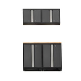 NewAge Bold Series Lockable 24-Gauge Steel Garage Cabinetry Set with Bamboo Top, Black/Grey, 48-in x 18-in x 76.75-in, 5-pc