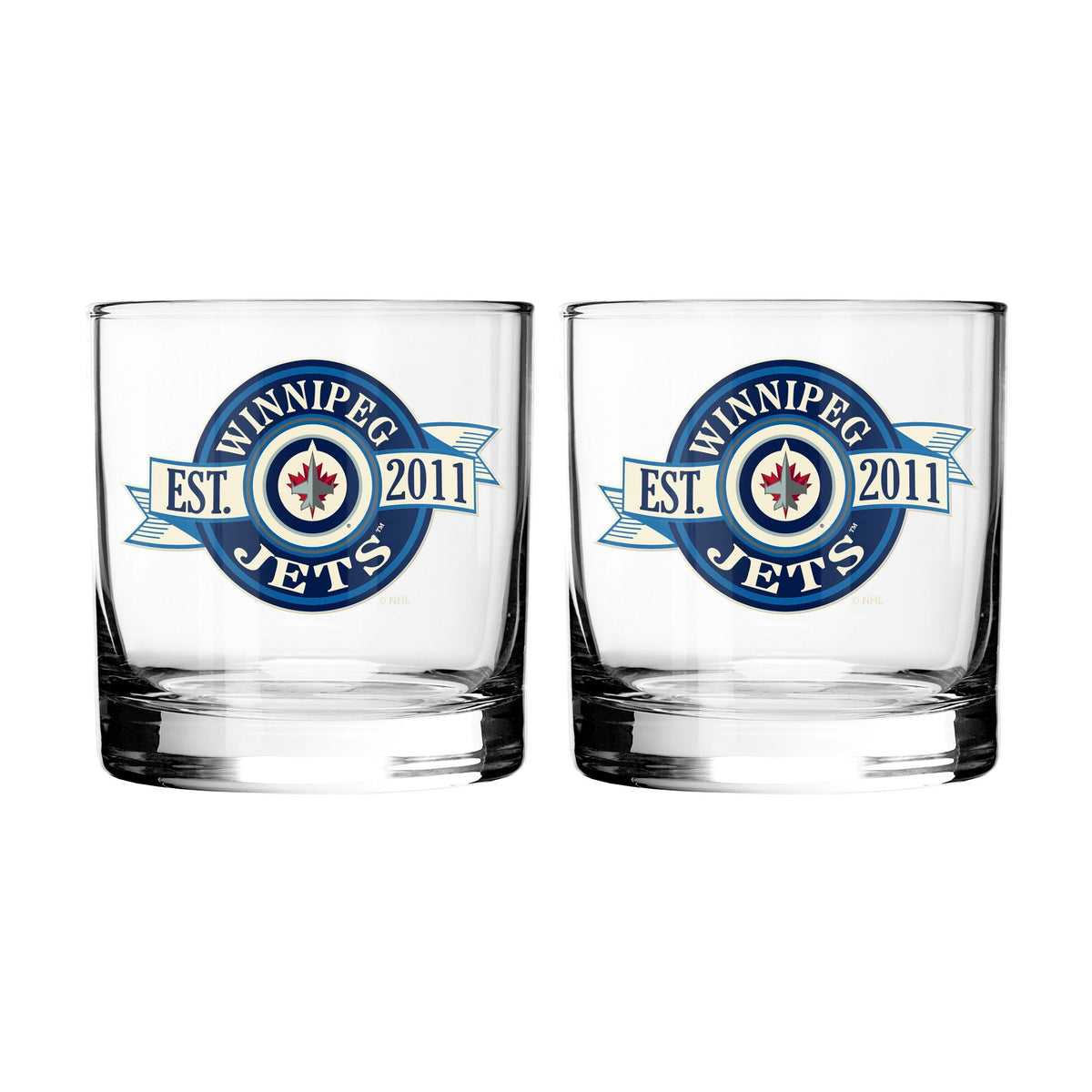 NHL Winnipeg Jets Hockey Rocks Glass, 2-pk