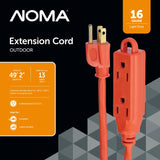 NOMA 50-ft 16/3 Outdoor Extension Cord with 3 Grounded Outlets & Banana End, Orange image 3