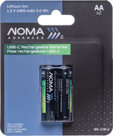 NOMA Advanced 2400 mAh USB C-Type Rechargeable Li-Ion Batteries, 2-pk image 3