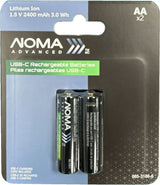 NOMA Advanced 2400 mAh USB C-Type Rechargeable Li-Ion Batteries, 2-pk image 4