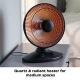 NOMA Oscillating Parabolic Dish Portable Radiant Electric Space Heater, 1000W, Black image 7