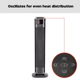 NOMA Oscillating Tower Ceramic Heater withRemote Control & Thermostat, 1500W, Black, 30-in image 8