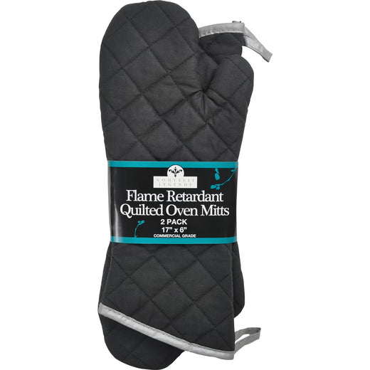 Nouvelle Legende Flame Retardant Oven Mitt, Black, 2-count