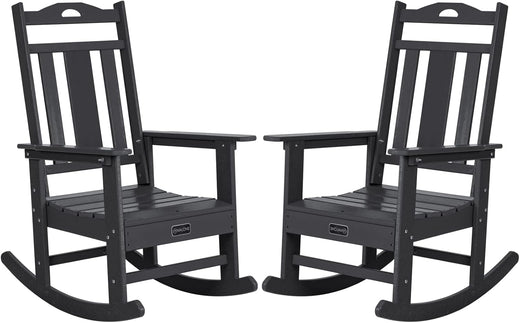 Outdoor Rocking Chairs Set of 2, Hdpe All Weather Resistant Rocking Chair for Porch, Oversized Patio Rocker Chair for Adult, Outdoor Rockers...