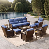 Outdoor Swivel Rocker Patio Chairs with 6-Inch Thick Cushions and Side Table, 3PCS High Back Wicker Patio Furniture Set for Porch, Balcony,... image 2