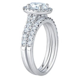 Oval Cut and Round Brilliant Diamond Halo Wedding Set (1.85 Ctw) for Garage and Travel image 2