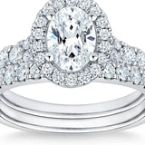 Oval Cut and Round Brilliant Diamond Halo Wedding Set (1.85 Ctw) for Garage and Travel image 6