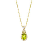 Oval Cut Peridot and Diamond Pendant (0.19 Ctw) for Garage and Travel