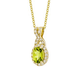 Oval Cut Peridot and Diamond Pendant (0.19 Ctw) for Garage and Travel image 3