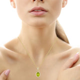 Oval Cut Peridot and Diamond Pendant (0.19 Ctw) for Garage and Travel image 4
