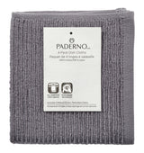 PADERNO Ribbed Cotton Terry Square Dish Cloths, Charcoal, 4-pk image 3