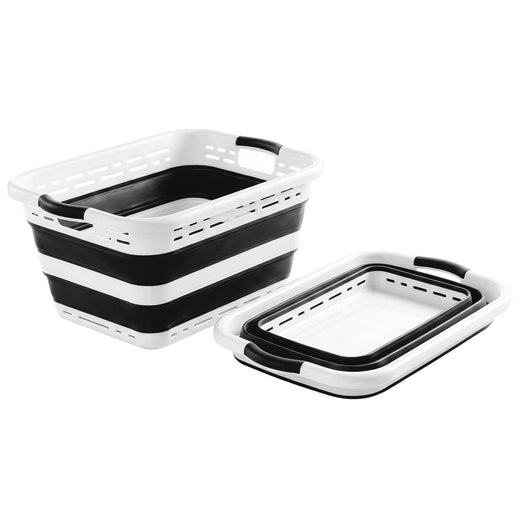 Pop N' Load Collapsible Laundry Basket 2-pack, Black and White