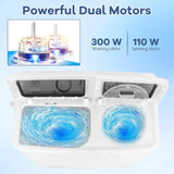 Portable Mini Compact Two-cylinder Washing Machine (17.6 Pounds) - Spanish Model, Rotary Type, Blue White image 3