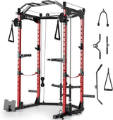 Power Cage,2000lbs Adjustable Multi-functional Power Racks, Dual Pulley Cable System, Squat Rack for Strength Fitness, with More Training...